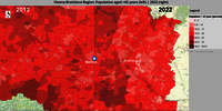 Map showing population aged >65 2012-2022